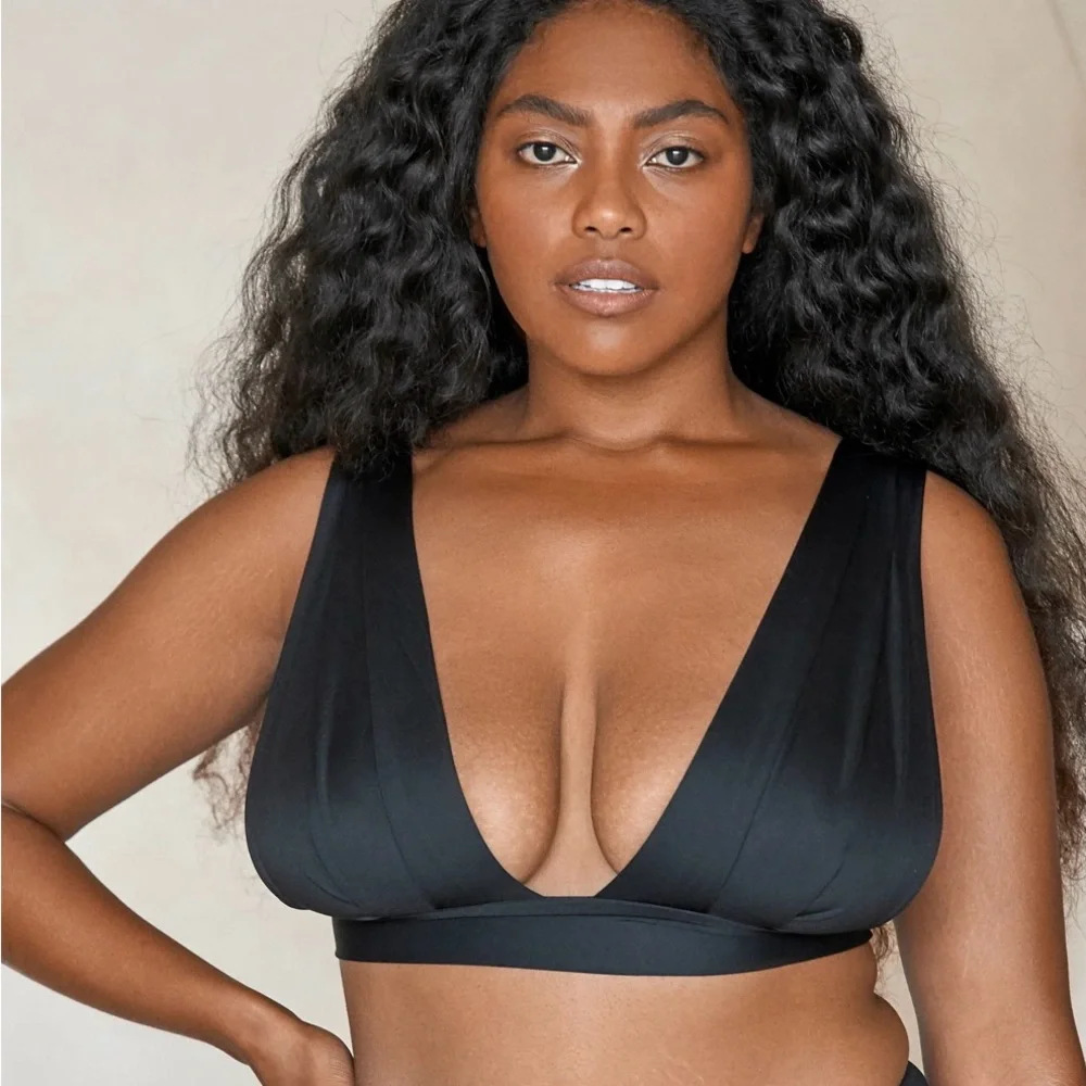 Monday Swimwear Black Plunge Bikini Top